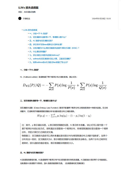 LLMs 损失函数篇 PDF 下载 图1